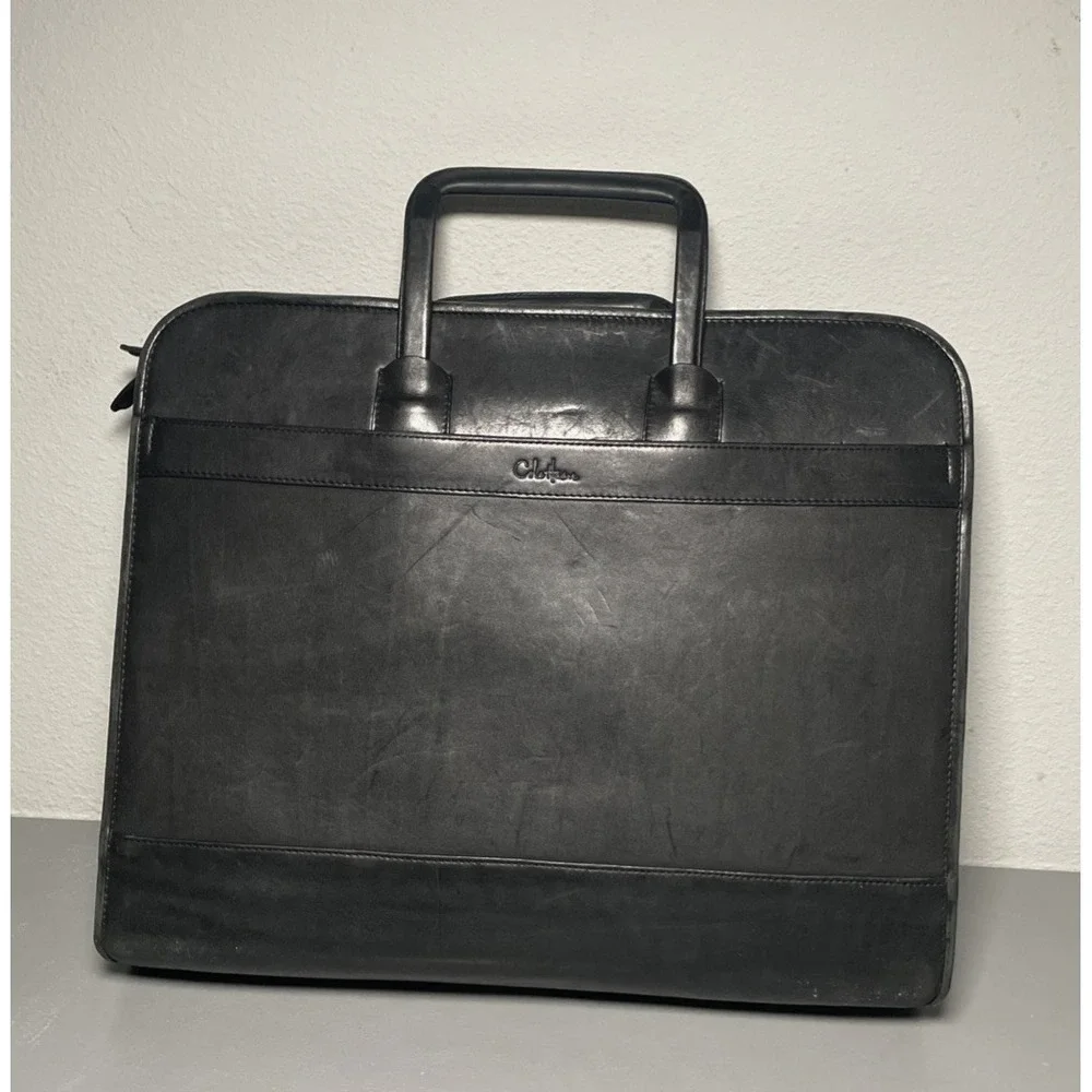 Vintage Cole Haan Black Leather Briefcase Organizer Attaché Laptop Bag